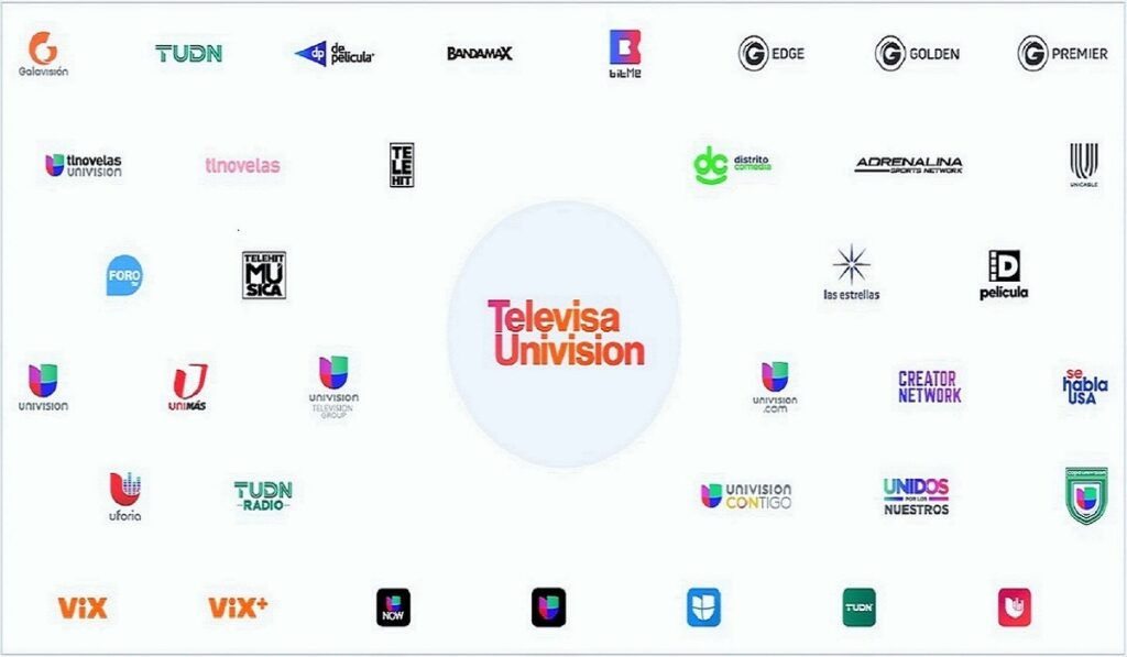 Los canales y marcas que comprende la nueva TelevisaUnivisión.